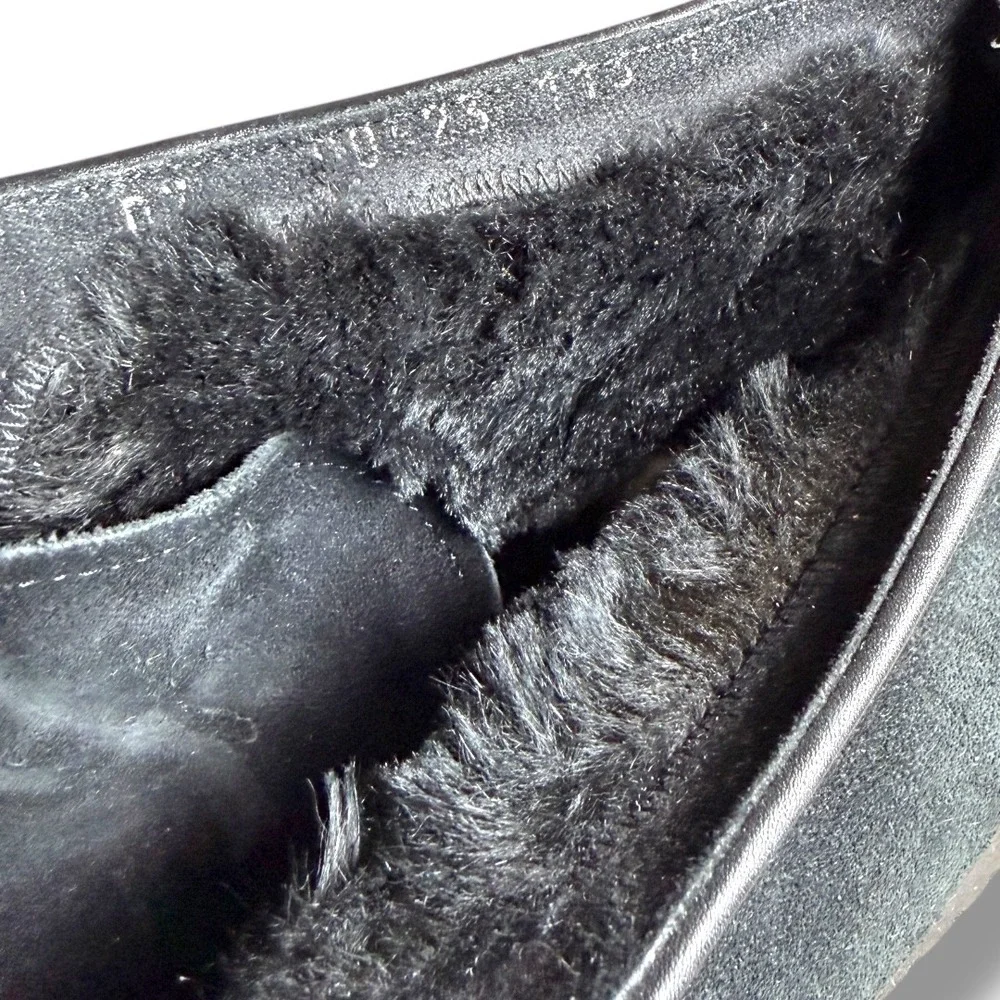 Salvatore Ferragamo Black Suede Fur Lined Chukka Boots Women‎ 8